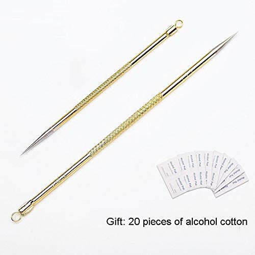 Drametree Herramienta de la espinilla de la cara Recoger el acné Exprimir la fila del acné de las agujas de frijol jóvenes Recoger las herramientas de la belleza del acné hechas de acero quirúrgico de