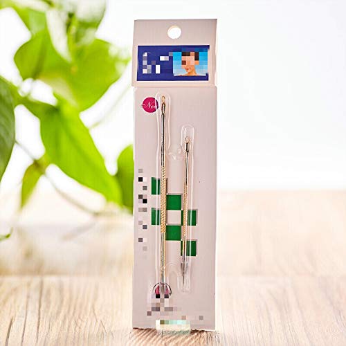 Drametree Herramienta de la espinilla de la cara Recoger el acné Exprimir la fila del acné de las agujas de frijol jóvenes Recoger las herramientas de la belleza del acné hechas de acero quirúrgico de