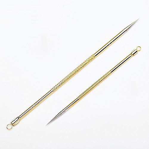 Drametree Herramienta de la espinilla de la cara Recoger el acné Exprimir la fila del acné de las agujas de frijol jóvenes Recoger las herramientas de la belleza del acné hechas de acero quirúrgico de