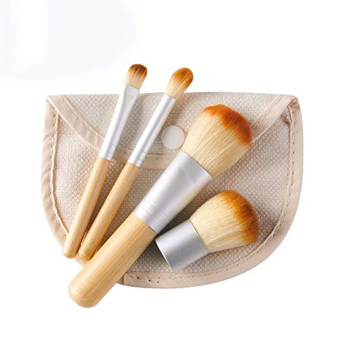 Drametree Mini Herramientas de Maquillaje Pincel de Maquillaje Adecuado para Principiantes Pincel de Base, Pincel para Polvo, Pincel de Sombra de Ojos, Pincel de Polvo de Miel Bolsa de Almacenamiento