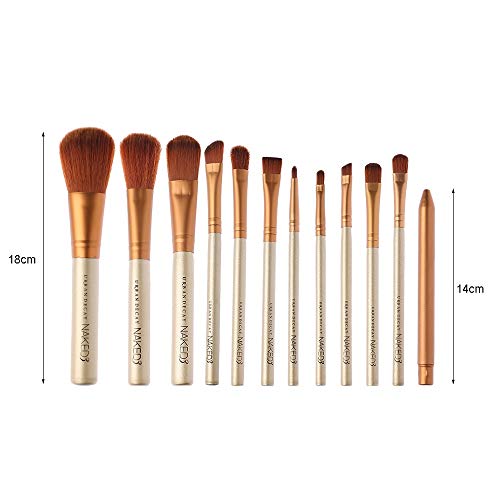 Drametree Pincel de maquillaje Conjunto completo de herramientas de maquillaje para principiantes Pincel de maquillaje Pincel para rubor en polvo Pincel de sombra de ojos Pinceles de maquillaje de oro