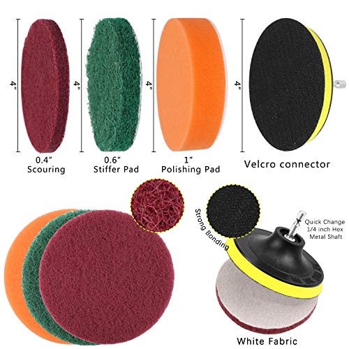 Dreamtop - Juego de 8 brochas de taladro con estropajo, extensor de esponja para pulir, kit de limpieza para baño, cocina, suelo, azulejos de piscina, coche