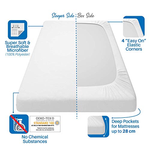 Dreamzie - Sabana Bajera 90 x 190 cm 100% Poliéster Microfibra - Albastro Blanco - Oeko Tex Sin Producto Químico (Garantía 2 Años) - Suave Piel de Melocotón con Elástico Total