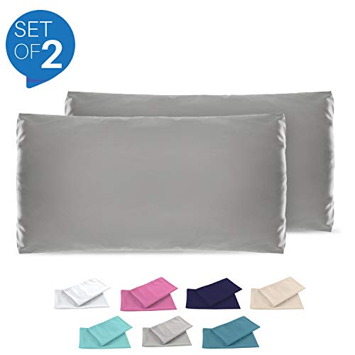 Dreamzie - Set de 2 x Funda de Almohada 50x80 cm, Gris Antracita, Microfibra (100% Poliéster) - Fundas de Almohadas Hipoalergénica - Fundas de Cojines de Calidad con una Suavidad Incomparable