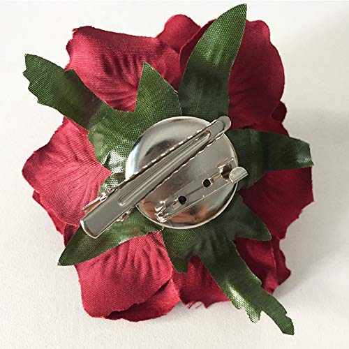 DRESHOW 5 Pack Flor Broche Adorno de cabeza Novia Mujer Flor de Rose Accesorios para el cabello Pinza de pelo de boda Bailarina de flamenco