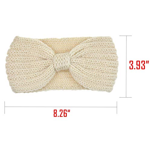 DRESHOW 6 Piezas Crochet Arco Turbante Knit Diadema Invierno Vendas Elasticas Anchas Tejida Lana CintasEl Pelo Banda de pelo más cálido para Talla única 6 Pack Style Aa