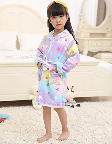 DRESHOW Suave Unicornio Albornoz con Capucha Ropa de Dormir - Regalos de Unicornio para Niñas