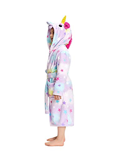 DRESHOW Suave Unicornio Albornoz con Capucha Ropa de Dormir - Regalos de Unicornio para Niñas