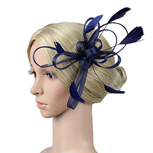 dressfan Accesorios para el Cabello de Moda Tocado de Las Mujeres Nupciales Fascinador Cinta de Plumas Pinzas para el Cabello para la Boda Banquete de Fiesta con la Flor