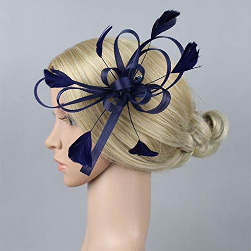 dressfan Accesorios para el Cabello de Moda Tocado de Las Mujeres Nupciales Fascinador Cinta de Plumas Pinzas para el Cabello para la Boda Banquete de Fiesta con la Flor