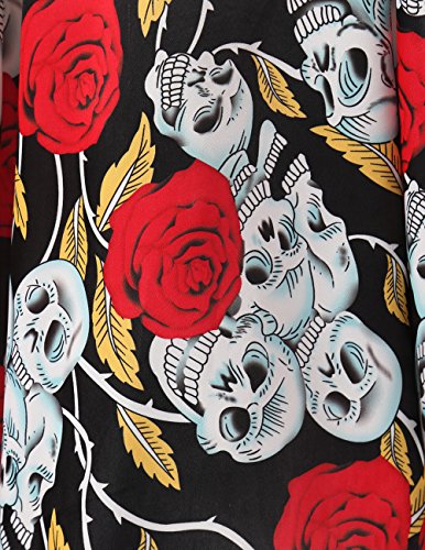 Dresstells® Halter 50s Rockabilly Polka Dots Audrey Dress Cosplay Halloween Dress Black Skull S