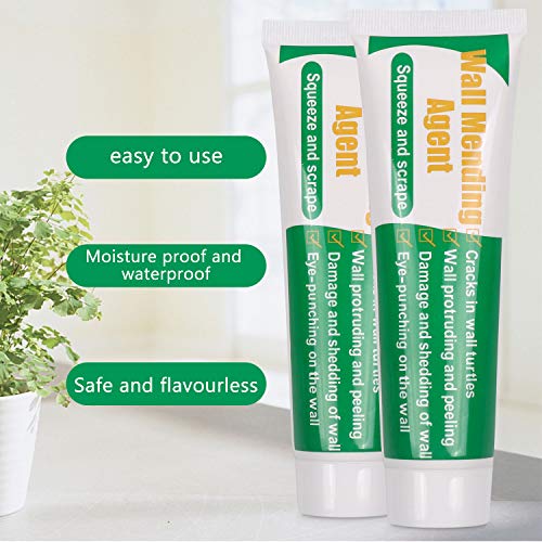 Drivaid Aguaplast, A Prueba de la Intemperie, Crema Reparadora de Pared con Raspador y Boquilla para Grieta, Agujeros, Peladura, Pintada, Masilla Blanca Secado Rápido para Interior Exterior (150g*2)