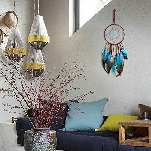 Dsaren Atrapasueños con Pluma Hecho a Mano Naturales Dream Catcher Colgante Decoración Pared Habitación y Auto, Adorno Regalo del Arte