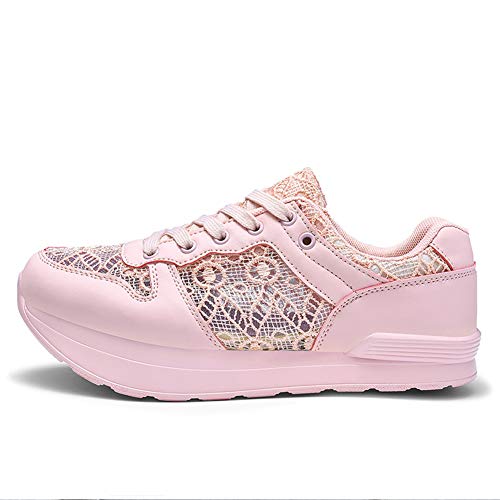 DSZZ Health Zapatos Rocker de tonificación de Plataforma, Zapatos Casuales retrocedidos, Corregir la Mala Postura de la Columna,Rosado,39