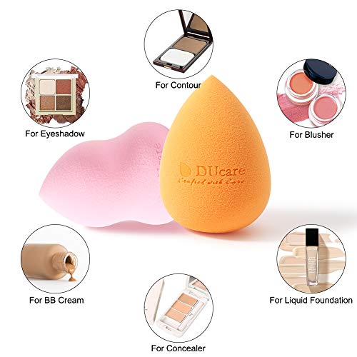 DUcare 4+1 Set de Esponja de Maquillaje con Limpiador Jabon Esponja - Perfecto para Base Líquida, Crema y Polvo, Puffs en polvo y Brochas de Kabuki
