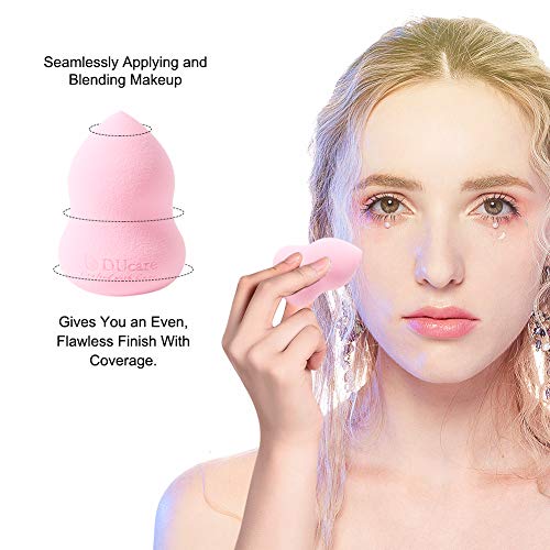 DUcare 4+1 Set de Esponja de Maquillaje con Limpiador Jabon Esponja - Perfecto para Base Líquida, Crema y Polvo, Puffs en polvo y Brochas de Kabuki