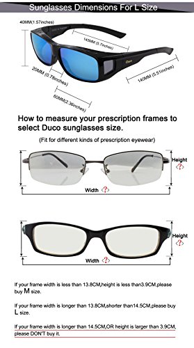Duco polarizado sobre gafas de ajuste envolvente sobre los vasos para la miopía 8953 (L - Azul)
