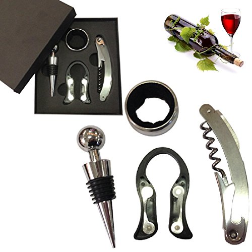 Ducomi® Vigna D Oro – Caja Accesorios para Vino (Incluye Sacacorchos, recogegotas, tapón y Boquilla decantador para Botella – Idea Regalo Original para Hombre de Navidad