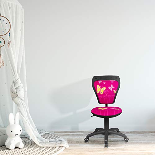duehome - Silla Infantil, Silla de Crecimiento Giratoria para Escritorio, Acabado en Tejido Estampado, Modelo Ministyle, Medidas: 54 cm (Ancho) x 54 cm (Fondo) x 77-84 cm (Alto)