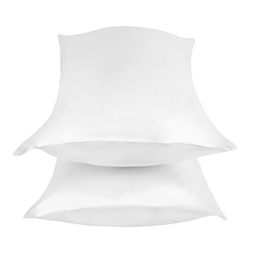 Duerer Fundas de Almohada satén Sedoso estándar para 2 Piezas, con Cierre de sobre, Muy Liso Suave de 100% Microfibra, Belleza Facial, Cuidado de la Cara, hipoalergénico - 50x91cm, Blanco