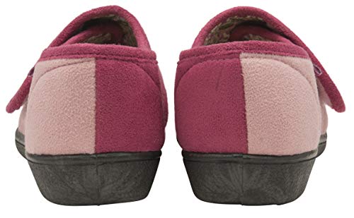 DUNLOP - Mujer Pantuflas Ortopedicas Zapatillas de Estar Ajustables por Casa con Velcro (38 EU, Dusky Pink)