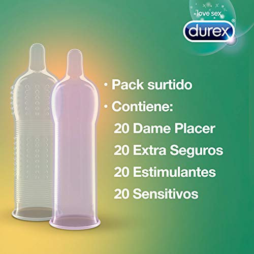 Durex condones Surprise Me, pack preservativos variados para una diversión máxima - Total 80 preservativos