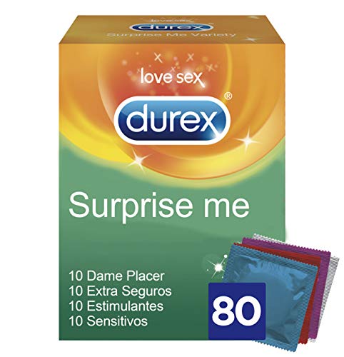 Durex condones Surprise Me, pack preservativos variados para una diversión máxima - Total 80 preservativos