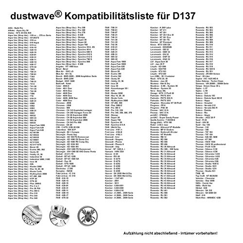 dustwave - Pack de ahorro de 5 bolsas para aspiradora Saphir IVC 1425 WD A (30 L)