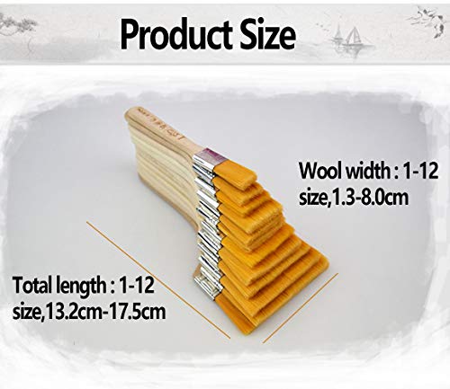 DXIA Juego de pinceles, Cepillo de pintura multipropósito, Madera Cepillo de Pintura Set, para paredes, reparación, Pared Conjunto Inicio Pinceles Pintura al Oleo, Pack de 12