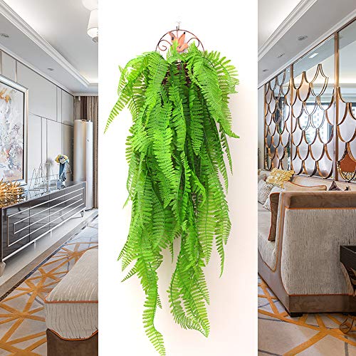 DXLing 2 Piezas Falsa Plantas Artificiales Faux Colgante Boston Helechos Flores Vine Plantas de Plástico Plantas Colgantes Hiedra Artificiales para Interior o Exterior Balcon Puerta Valla Jardín