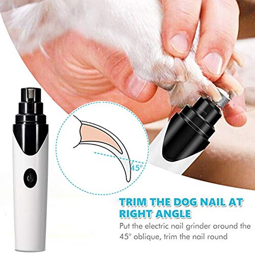 DXQDXQ Lima Eléctrica de Uñas for Perro y Gatos con 3 Puertos Recortadores Cortaúñas for Mascotas Pequeñas Medianas Almolador for Uñas de Animales Domésticos USB Recargable