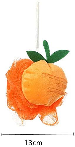 Dylandy - Esponja de baño con bola de malla para la ducha en forma de fruta, esponja de limpieza, puff exfoliante de lufa (fresa)