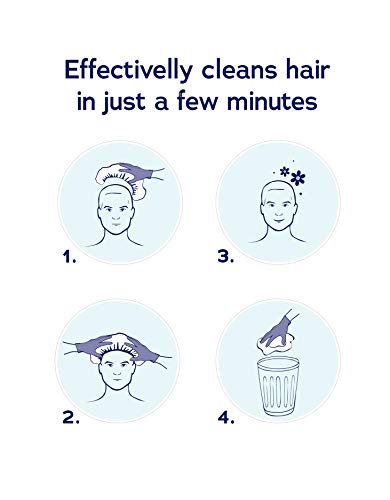 DYMACARE Gorra de champú sin enjuague | Gorra de ducha sin enjuague que champús y condiciones | PH equilibrado e hipoalergénico Lavado de cabello sin agua (1 gorro)