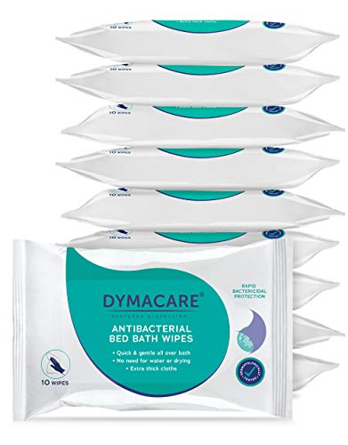 DYMACARE Toallitas antibacterianas baño en cama - Desinfección piel sin enjuague para adultos - Toallitas húmedas antibacterianas eliminación de gérmenes cuerpo, manos y cara