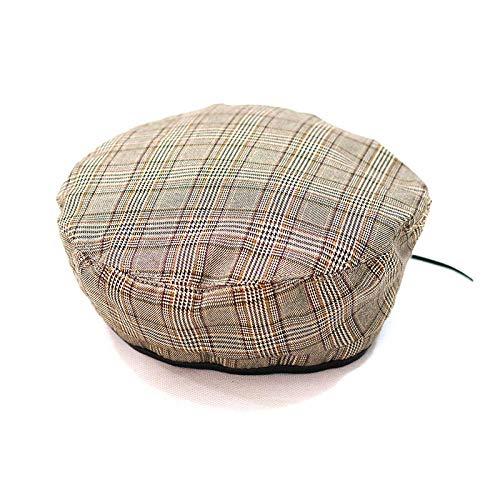 DZHUALEY Boina Mujer Primavera Moda Pintor Sombrero Mujer Plana-Superior Pata de Gallo literario británico Retro Cuero Borde Boina Sombrero-4