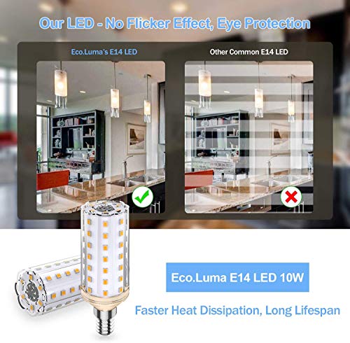 E14 LED Bombillas Maíz, 10W Equivalente 80W 100W Halógena, 3000K Blanco Cálido, E14 Maíz Bombillas, CA 220-240V No Regulable Sin Parpadeo E14 Lámparas, Paquete de 5, Eco.Luma