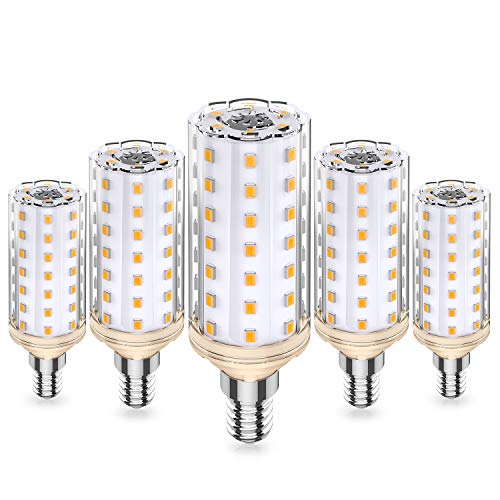 E14 LED Bombillas Maíz, 10W Equivalente 80W 100W Halógena, 3000K Blanco Cálido, E14 Maíz Bombillas, CA 220-240V No Regulable Sin Parpadeo E14 Lámparas, Paquete de 5, Eco.Luma