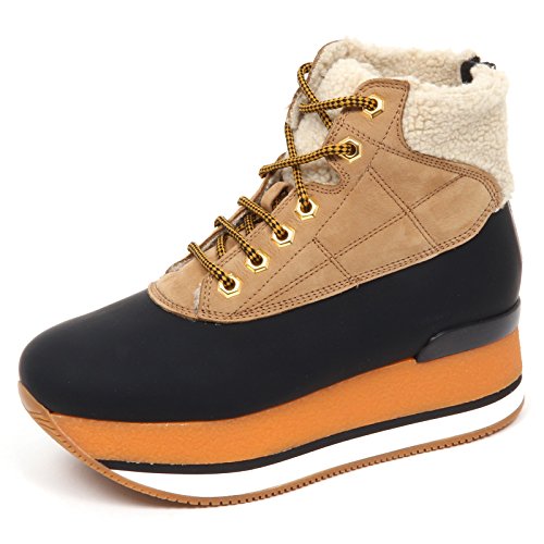 E4442 Sneaker Donna Beige/Black HOGAN H328 Scarpe Inside Eco Fur Boot Shoe Woman [37]