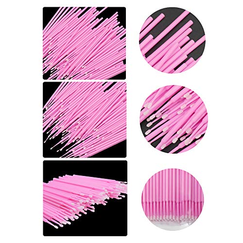 Ealicere 200PCS Cepillos de Pestañas Desechables, Hisopos de Algodón Desechable para Extensiones de Pestañas, Mini Micro Pinceles para Maquillaje Oral y Limpio (Rosado)