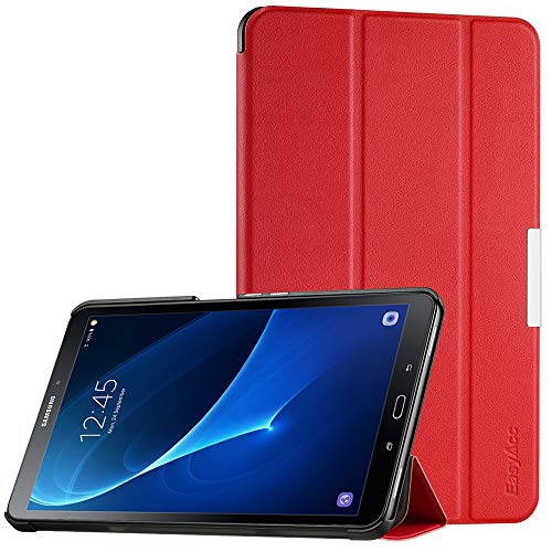 EasyAcc Funda Compatible para Samsung Galaxy Tab A 10.1" T580N / T585N Case Ultra Slim Carcasa Smart Cover PU Protector Soporte Función Auto-Sueño/Estela Rojo