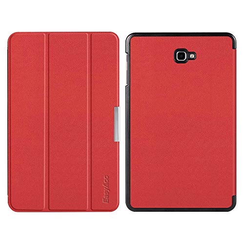 EasyAcc Funda Compatible para Samsung Galaxy Tab A 10.1" T580N / T585N Case Ultra Slim Carcasa Smart Cover PU Protector Soporte Función Auto-Sueño/Estela Rojo