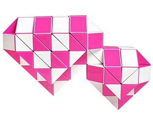 EasyGame -Magic Snake Twist 24 Cuñas Magic Gobernante Cube Twist Puzzle Pink Toy 42x2.4x1.6cm