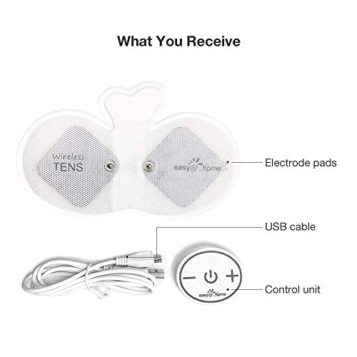 Easy@Home Equipo TENS Inalámbrico Compacto Recargable Estimulador Muscular EMS Terapia del Alivio del Dolor, Dispositivo Portátil de Manejo del Dolor