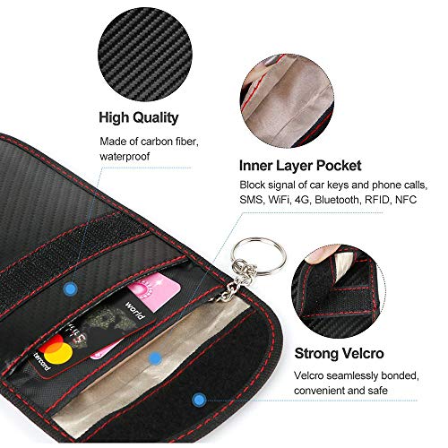EasyULT Faraday Bolsa para Llaves de Coche Funda para Bloqueo de señal de Llave de Coche, RFID para Dispositivos de Bloqueo antirrobo RFID/WiFi/gsm/LTE/NFC (2 Paquetes)