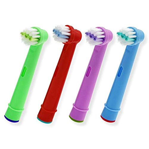 EB-10A - Cabezal de cepillo de dientes de repuesto profesional para niños, diseñado para cabezales de cepillo eléctrico Oral B, cerdas suaves, 4 piezas/tarjeta