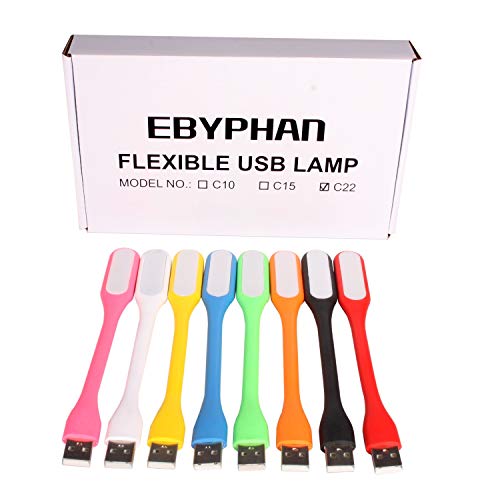 EBYPHAN 8 Colores Flexible Luz LED USB, Mini Lámpara LED USB, Luz de Teclado para Laptop Computadora, Luz USB para Ordenador Portátil, Luz de Lectura Ajustable
