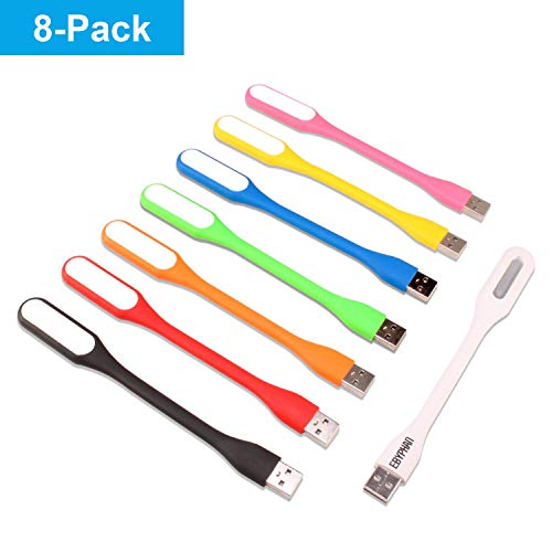 EBYPHAN 8 Colores Flexible Luz LED USB, Mini Lámpara LED USB, Luz de Teclado para Laptop Computadora, Luz USB para Ordenador Portátil, Luz de Lectura Ajustable