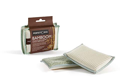 Eco Bamboom Esponja, bambú, Multicolor, 13 x 9 x 2.5 cm, 2 Unidad