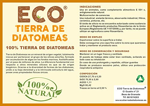 ECO Tierra de Diatomeas® Molida 25kg - 100% Natural y Ecológico - Grado alimenticio E551c. No calcinada, sin aditivos.