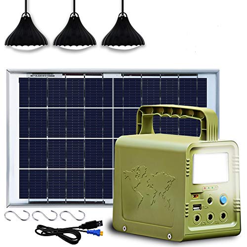 ECO-WORTHY 84Wh Sistema de kit de iluminación de generador solar de estación de energía portátil con panel solar de 18W y lámpara LED para acampar al aire libre, emergencia en el hogar